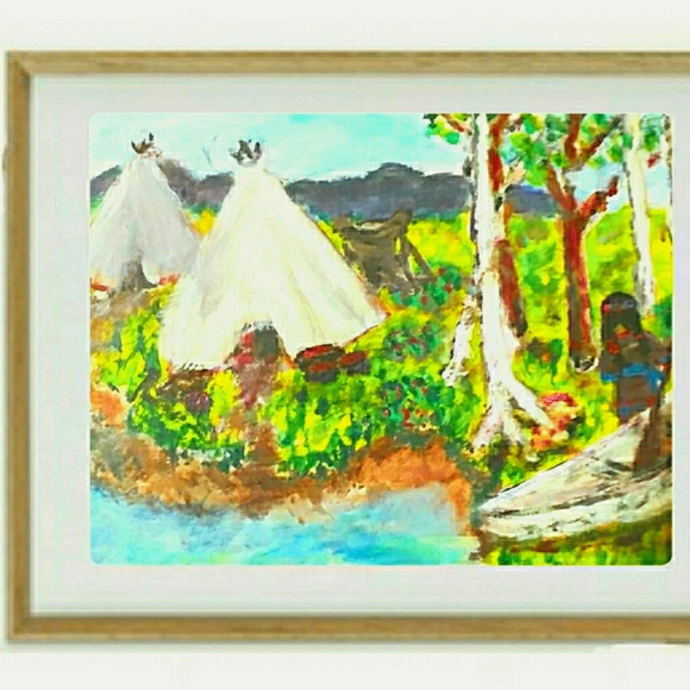 Indian Village Acrylic in Canvas painting